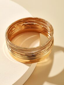 14pcs Simple Bangle - Yellow Gold - View 4