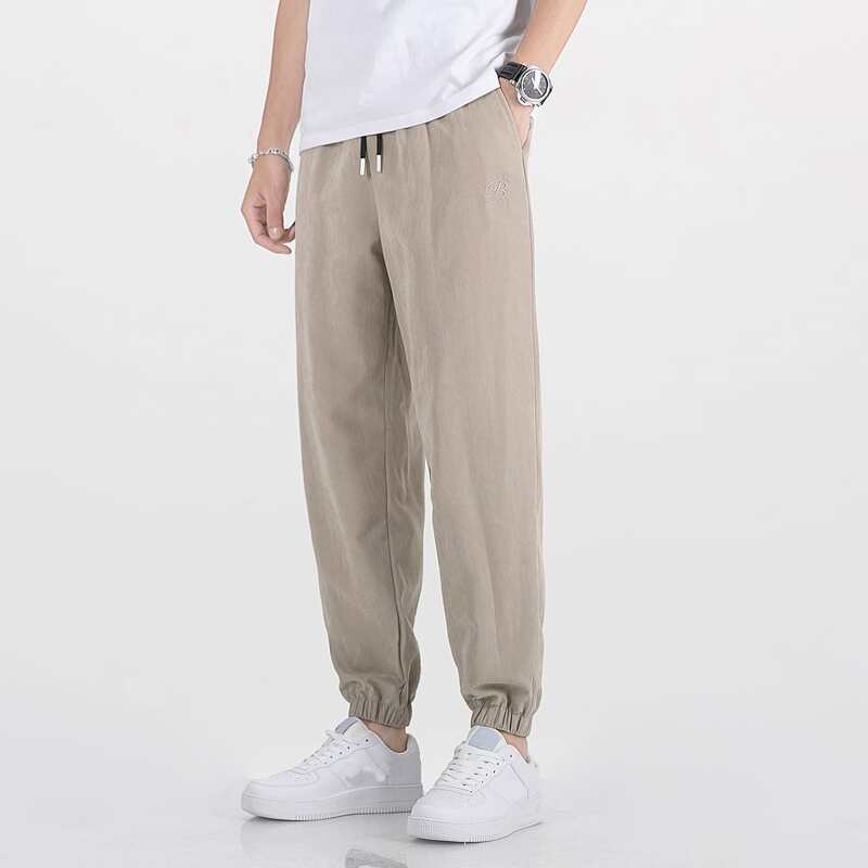 

Guys Embroidery Drawstring Carrot Pants, Khaki
