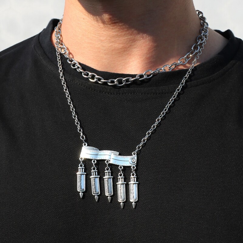 

Guys Geo Pendant Necklace, Silver