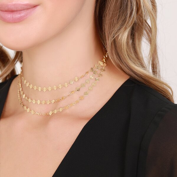 

Layered Square Chain Bracelet, Gold