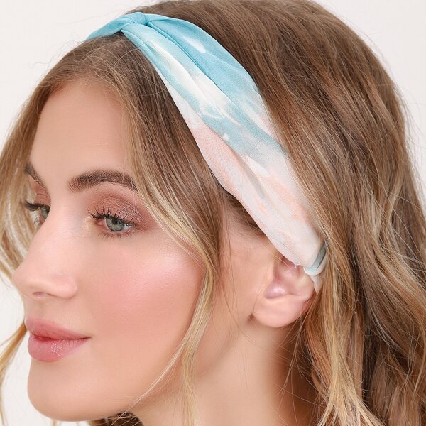 

Ombre Tie Dye Stretchy Looped Headband, Blue