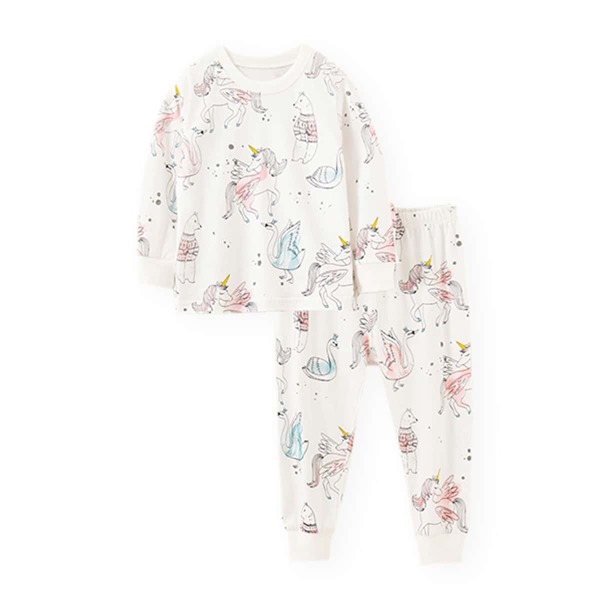 

Toddler Girls Cartoon Graphic PJ Set, White