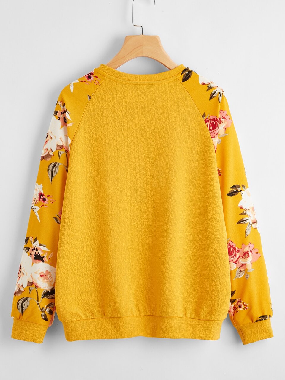 Floral Print Raglan Sleeve Pullover,Long Sleeve Tops In Fall/Winter