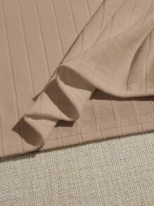 SHEIN 小高領羅紋針織短版上衣 - 卡其色 - 查看 4