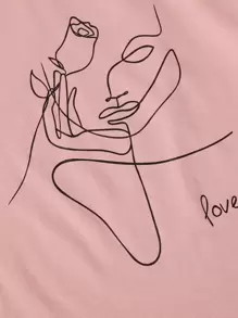 Muchica Letter and Figure Graphic Top - Dusty Pink - View 5