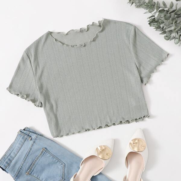 

Lettuce Trim Crop Top, Light grey