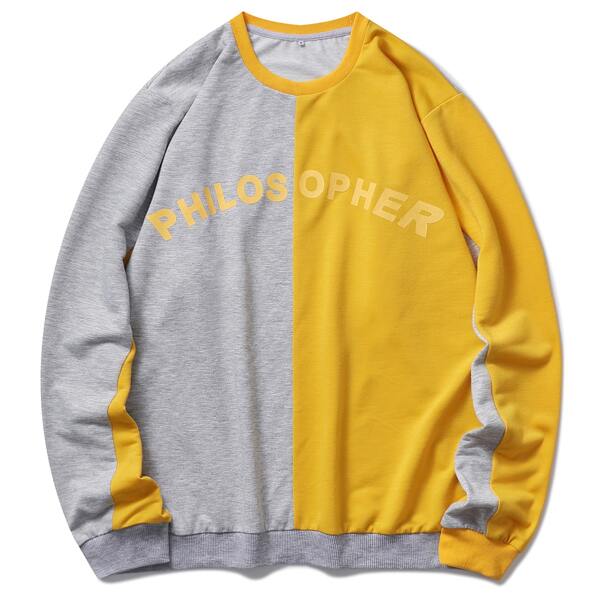 

Men Letter Graphic Spliced Sweatshirt, Multicolor
