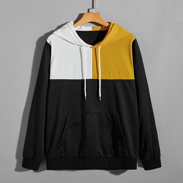 

Men Color Block Kangaroo Pocket Drawstring Hoodie, Multicolor