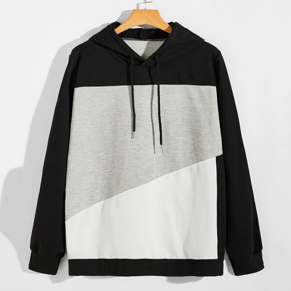 

Men Color Block Drawstring Hoodie, Multicolor