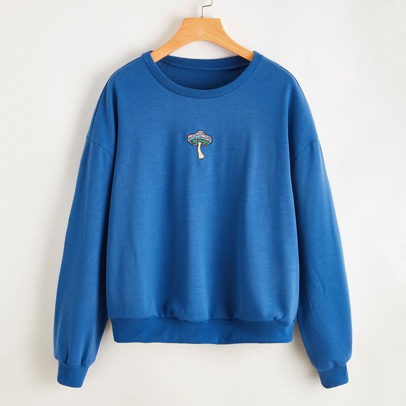 

Mushroom Embroidery Sweatshirt, Royal blue