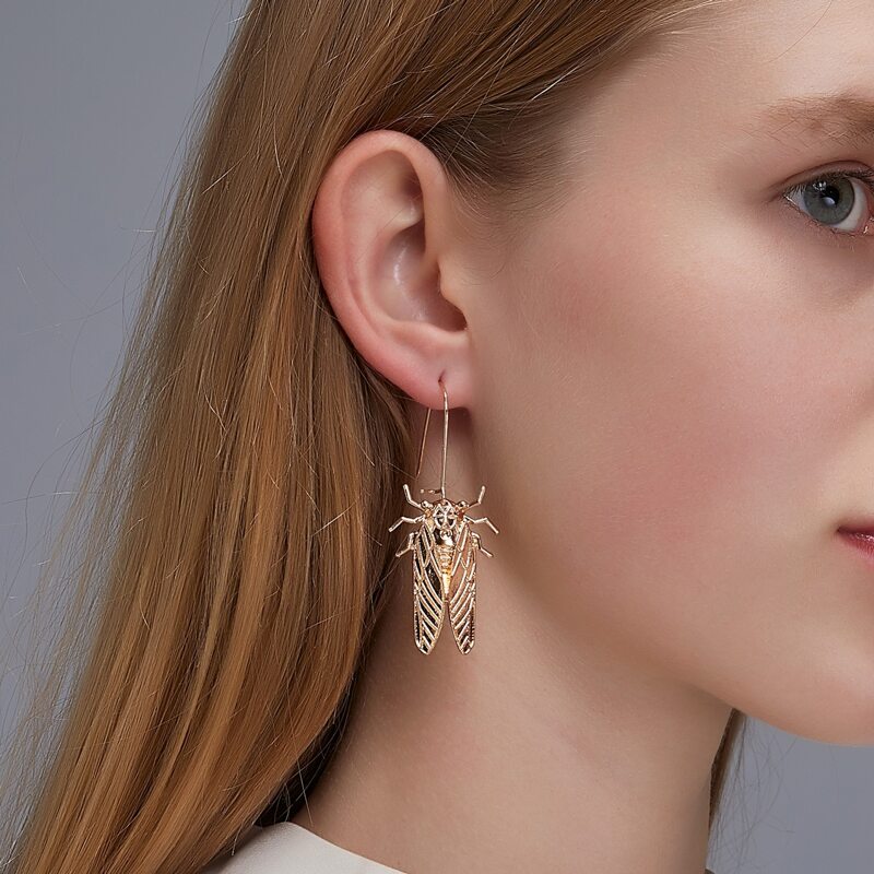 

Cicada Charm Drop Earrings, Gold