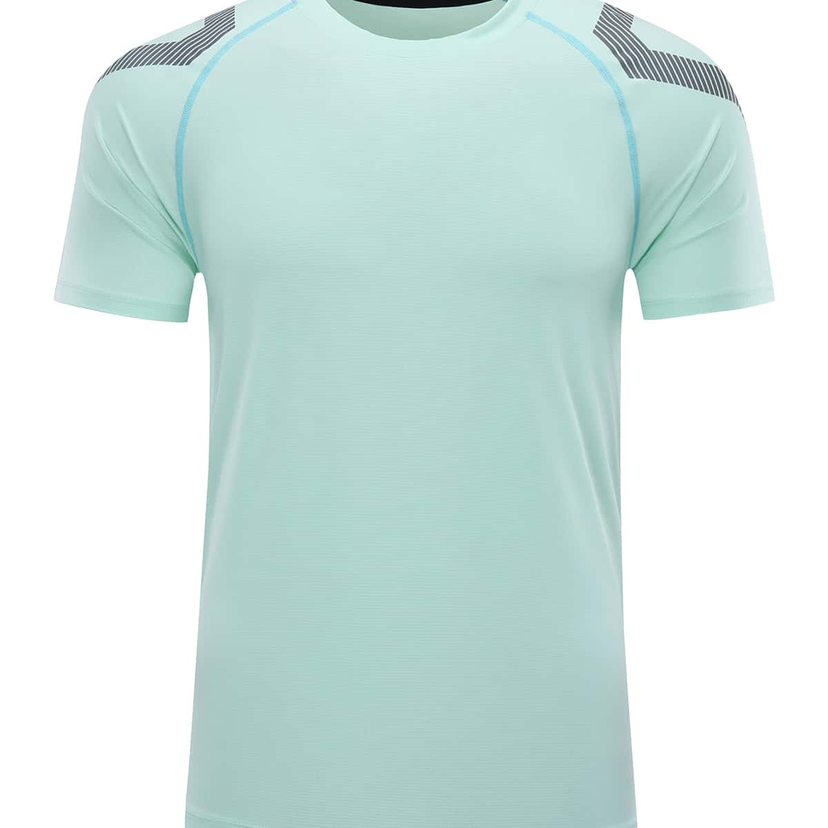 

Men Stripe Print Raglan Sleeve Sports Tee, Mint green