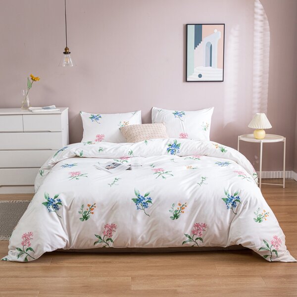 

Floral Pattern Bedding Set Without Filler, White
