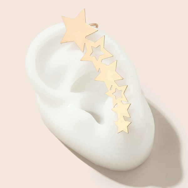 

1pc Star Decor Ear Climber, Gold