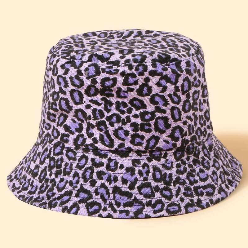 

Leopard Pattern Bucket Hat, Purple