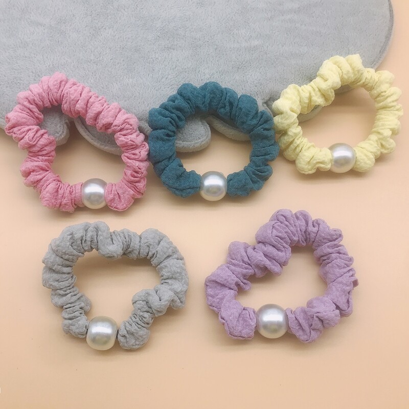 

5pcs Faux Pearl Hair Tie, Multicolor