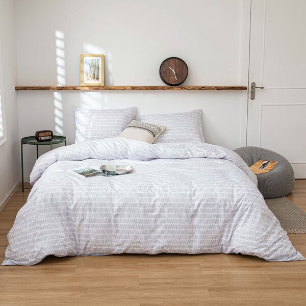 

Geometric Pattern Bedding Set Without Filler, Light grey