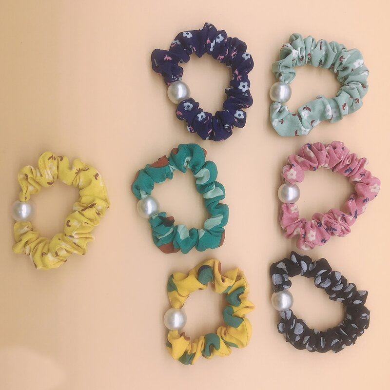 

7pcs Faux Pearl Hair Tie, Multicolor