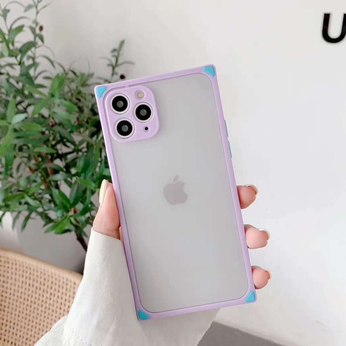 

Contrast Frame Square Corner iPhone Case, Lilac purple