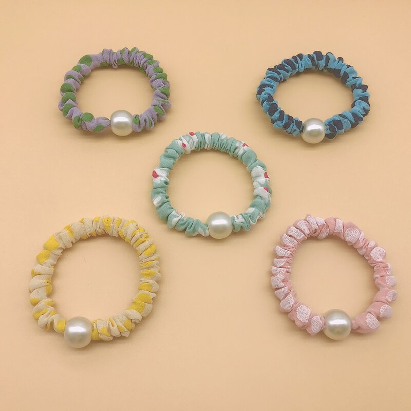 

5pcs Random Faux Pearl Hair Tie, Multicolor