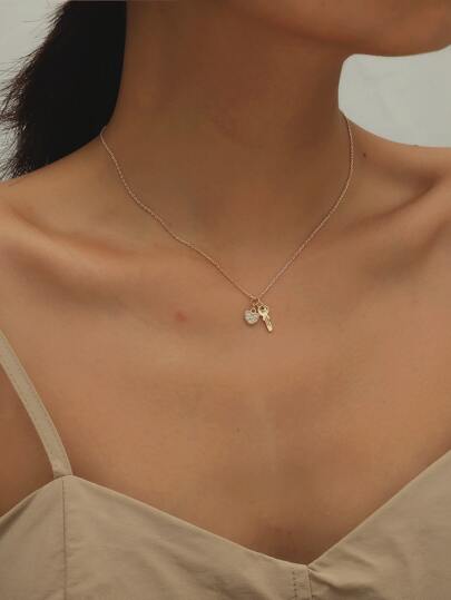 Key & Heart Charm Necklace