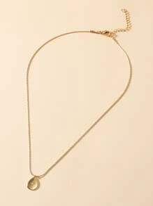 Water Drop Charm Necklace - Yellow Gold - View 2