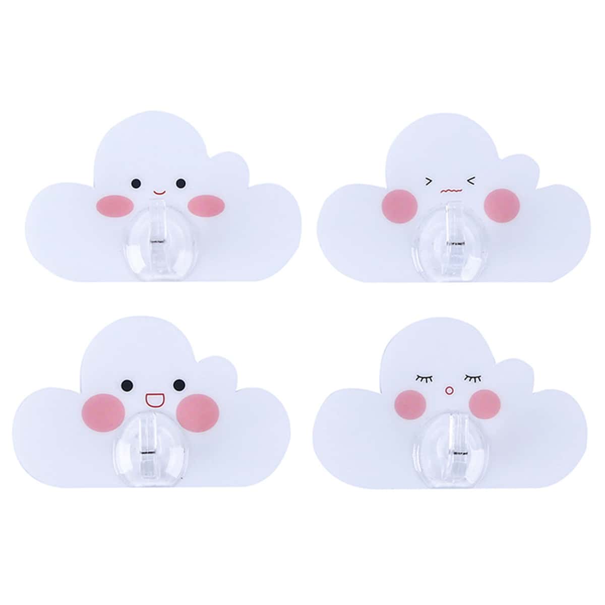 

4pcs Cloud Shaped Wall Hook, White