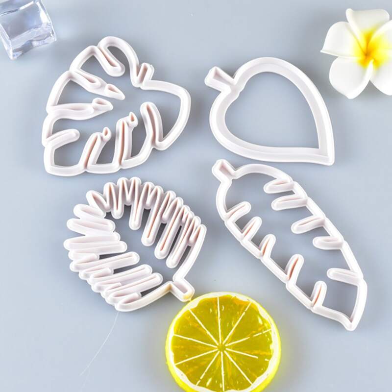 

4pcs Leaf Shaped Embossed Mold, White