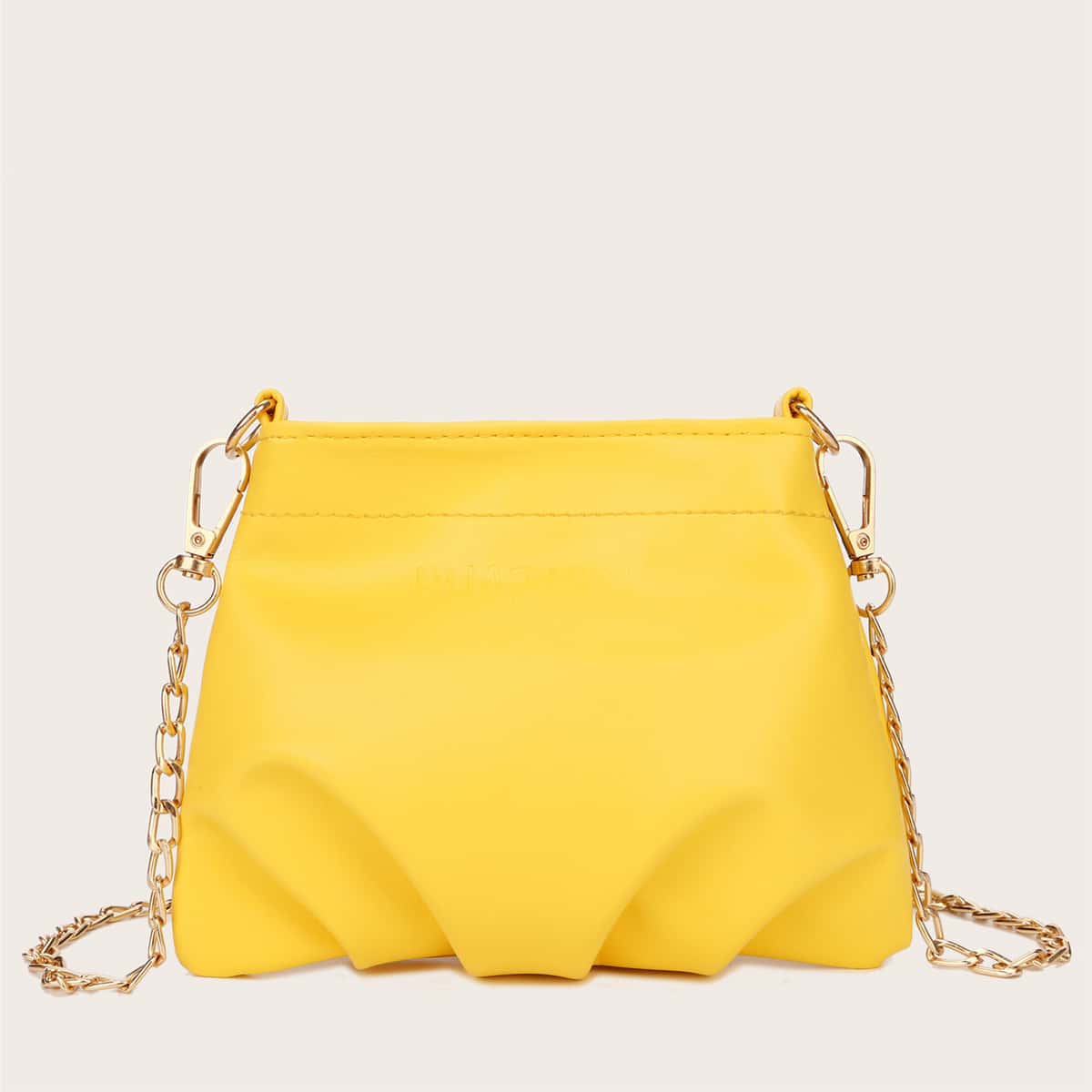 

Mini Ruched Decor Chain Crossbody Bag, Yellow