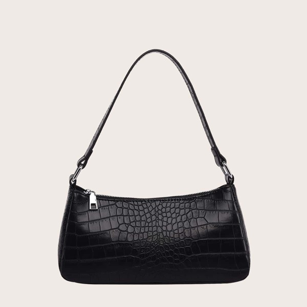 

Crocodile Baguette Bag, Black