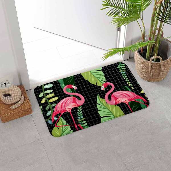 

Flamingo Print Floor Mat, Multicolor