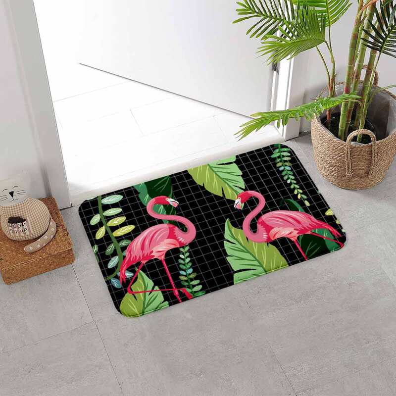 

Flamingo Print Floor Mat, Multicolor