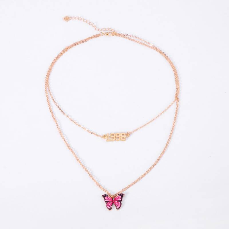 

Butterfly Layered Necklace, Gold