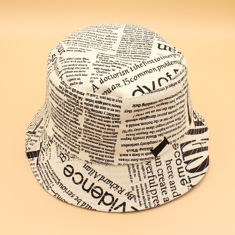

Newspaper Print Bucket Hat, Black and white
