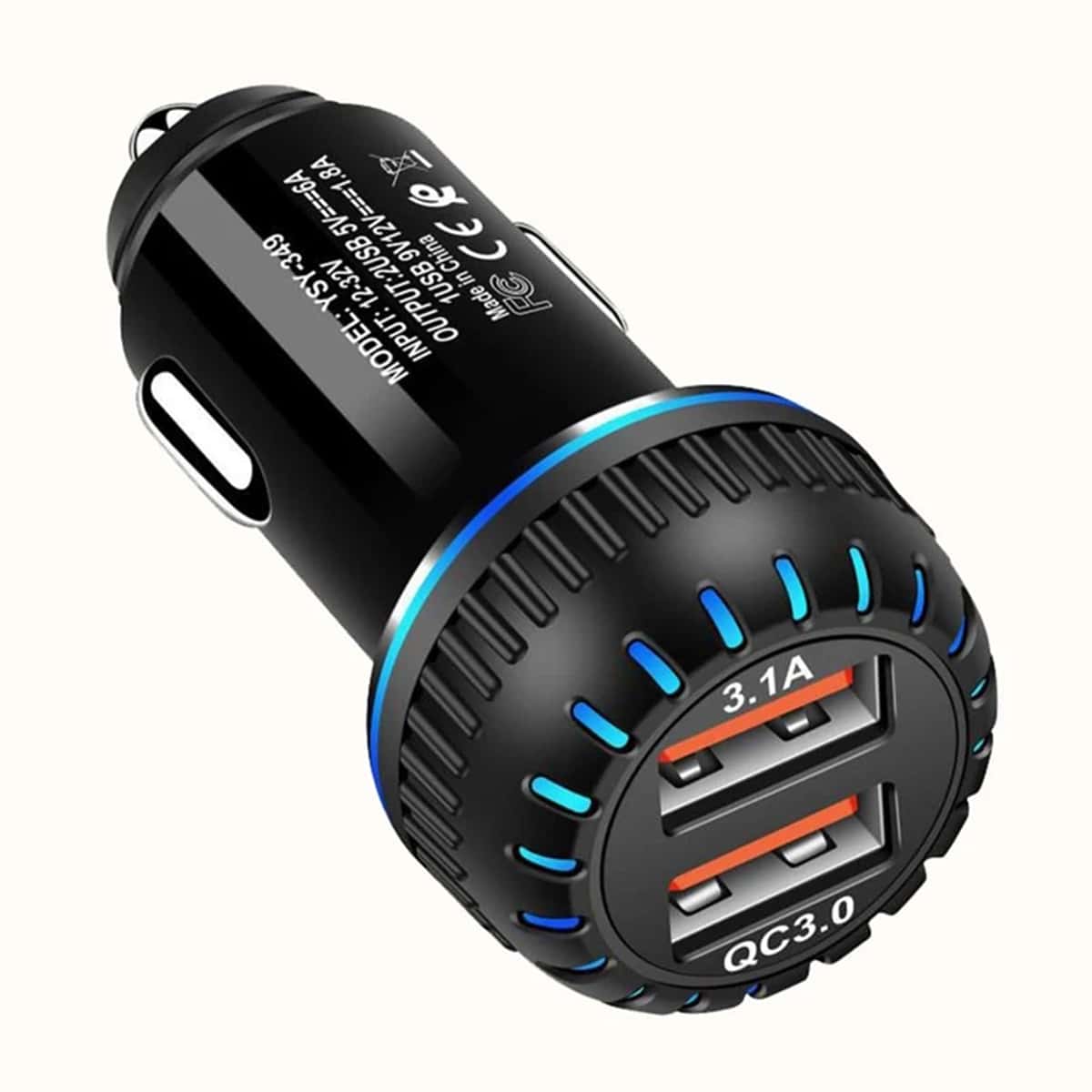 

Dual USB Ports Fast Car Charger, Black