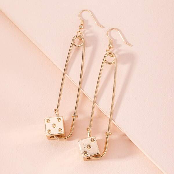

Серьги-подвески с декором игральной кости, Золотистый