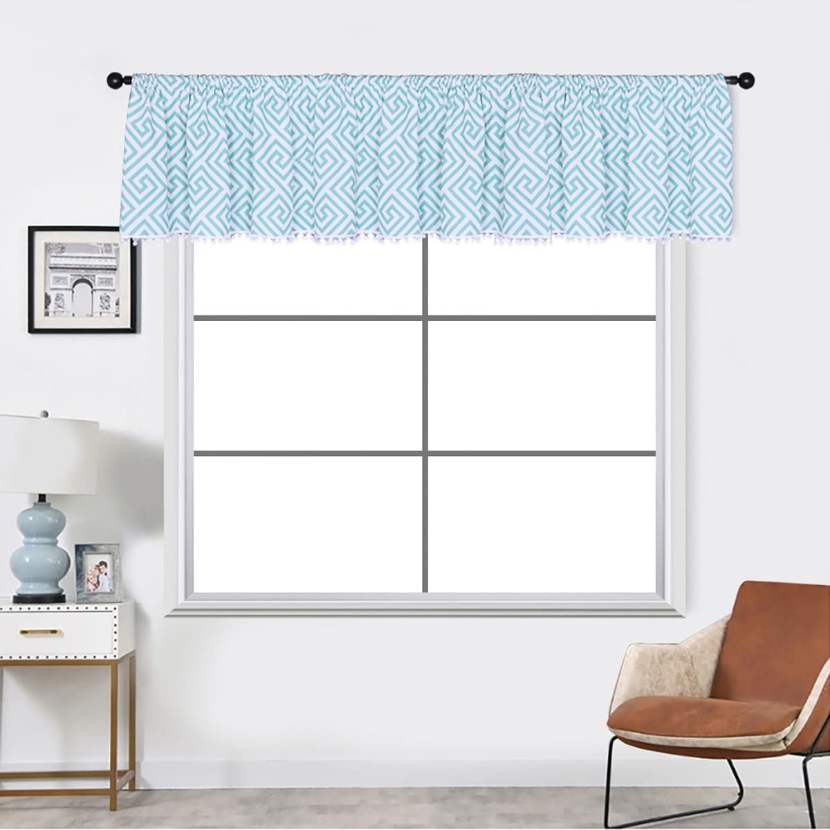 

1pc Geometric Pattern Valance, Multicolor