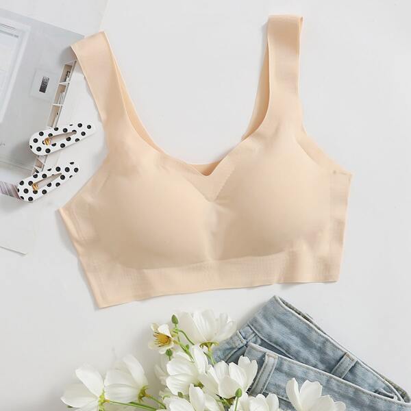 

Solid Wireless Bra, Apricot