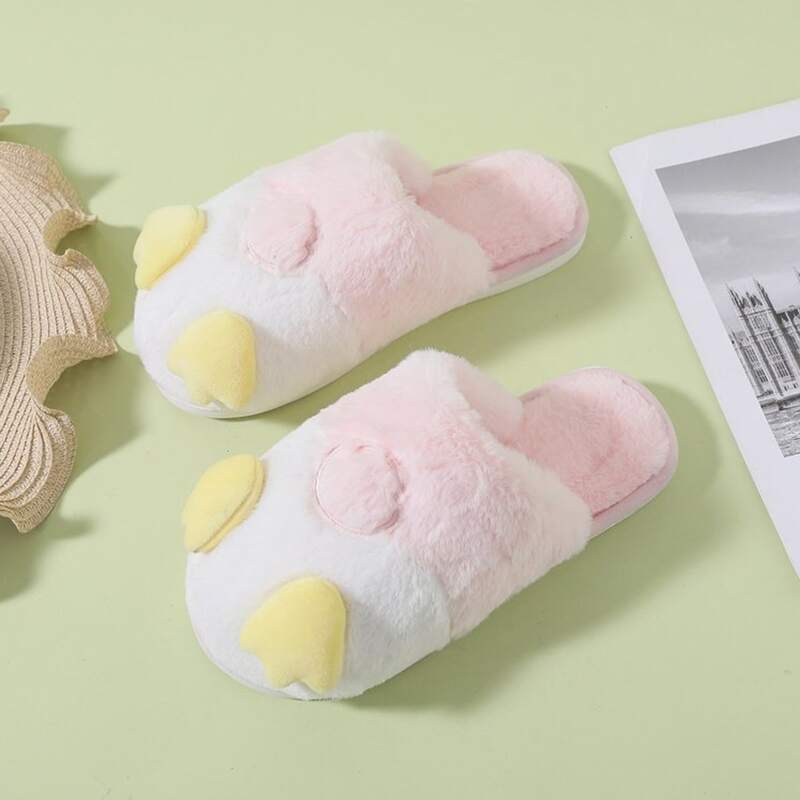 

Cartoon Design Fluffy Slippers, Pink