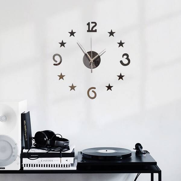 

Star Design Mirror Surface Wall Clock, Black