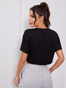 Easithlete Active Gym Graphic Cropped Tee - Black - View 2