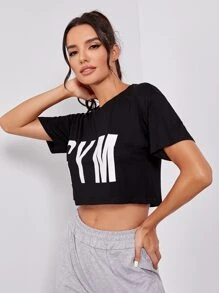 Easithlete Active Gym Graphic Cropped Tee - Black - View 4
