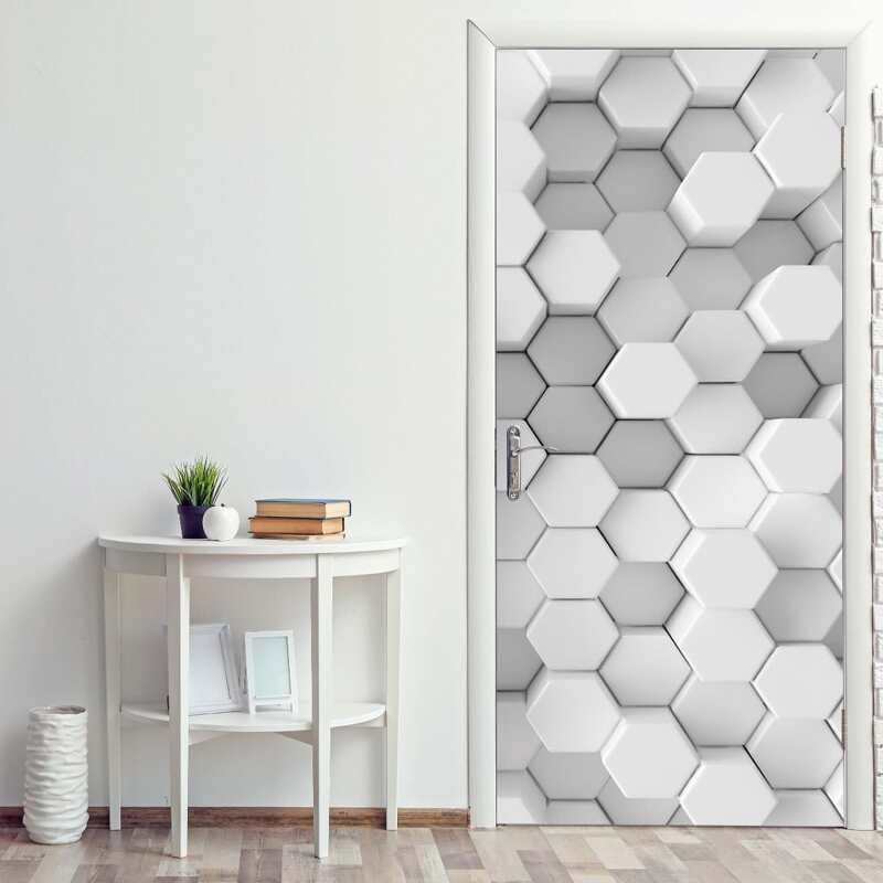 

3D Geometric Pattern Door Sticker, Grey