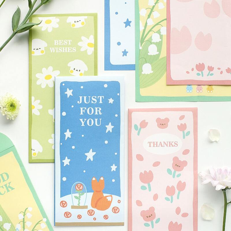 

6pcs Cartoon Graphic Random Envelope & Writing Paper Set, Multicolor