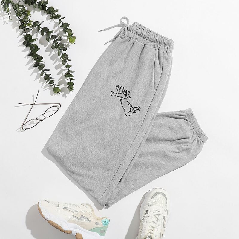 

Angel Graphic Sweatpants, Light grey