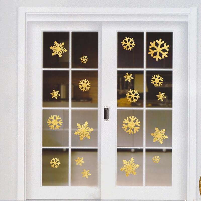 

2pcs Christmas Snowflake Print Window Sticker, Gold