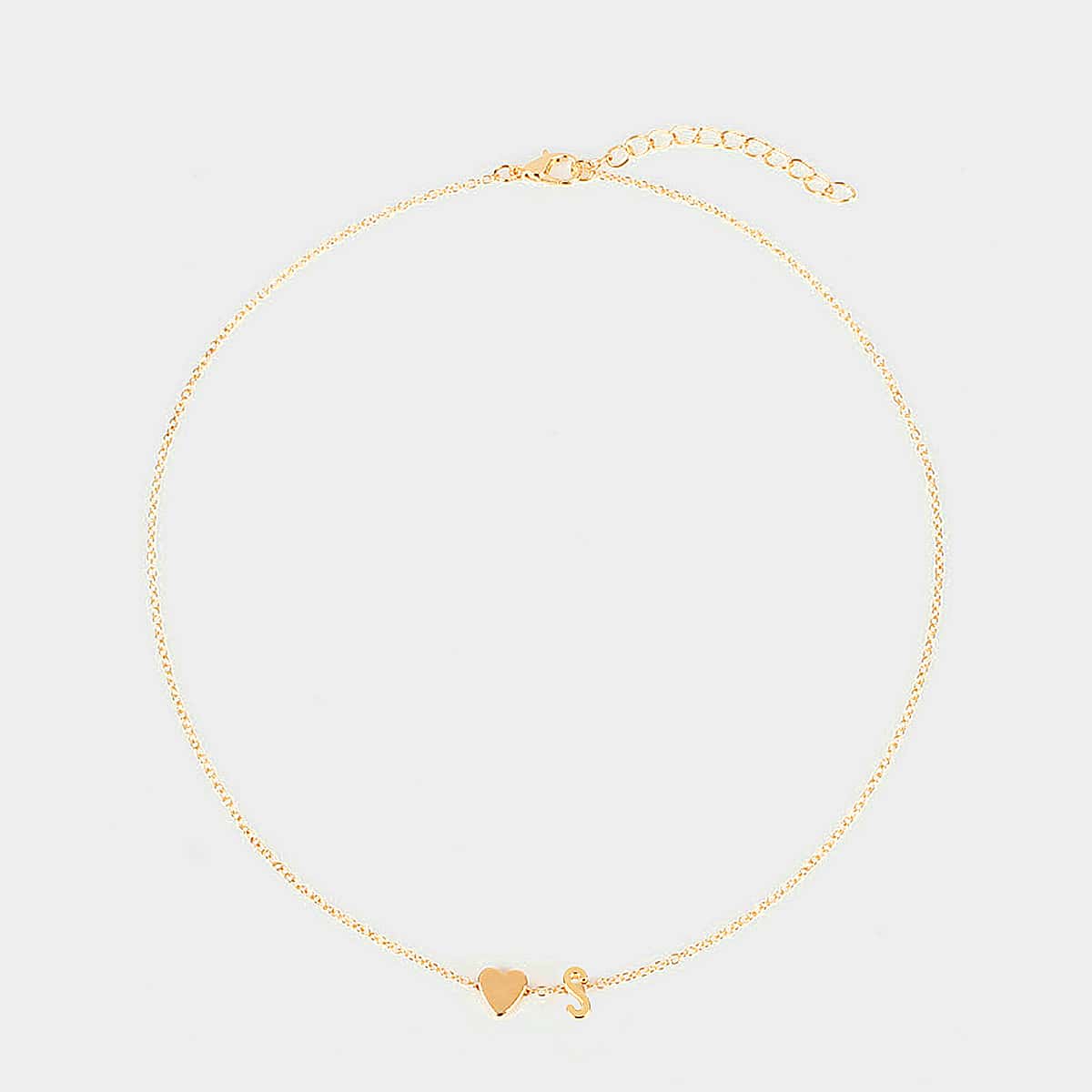 

Heart & Letter Decor Choker, Gold