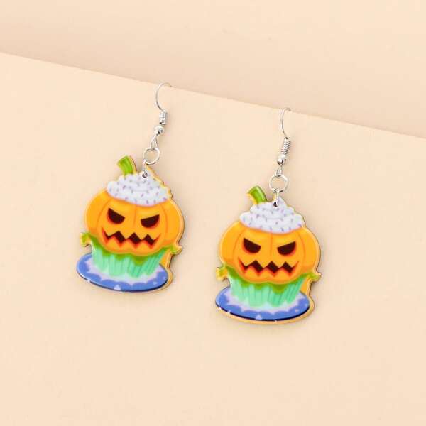 

Halloween Pumpkin Drop Earrings, Multicolor