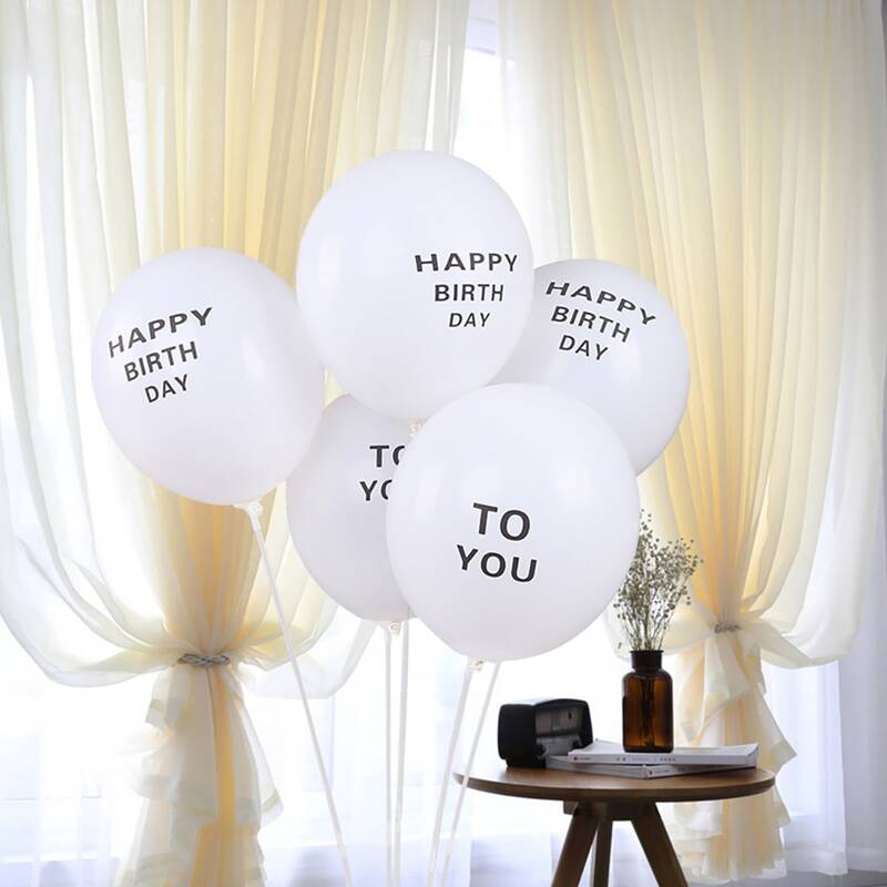 

10pcs Letter Graphic Birthday Party Balloon, White