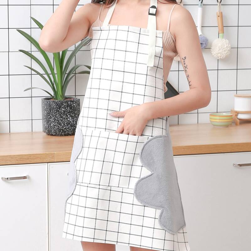 

Plaid Pattern Apron, White